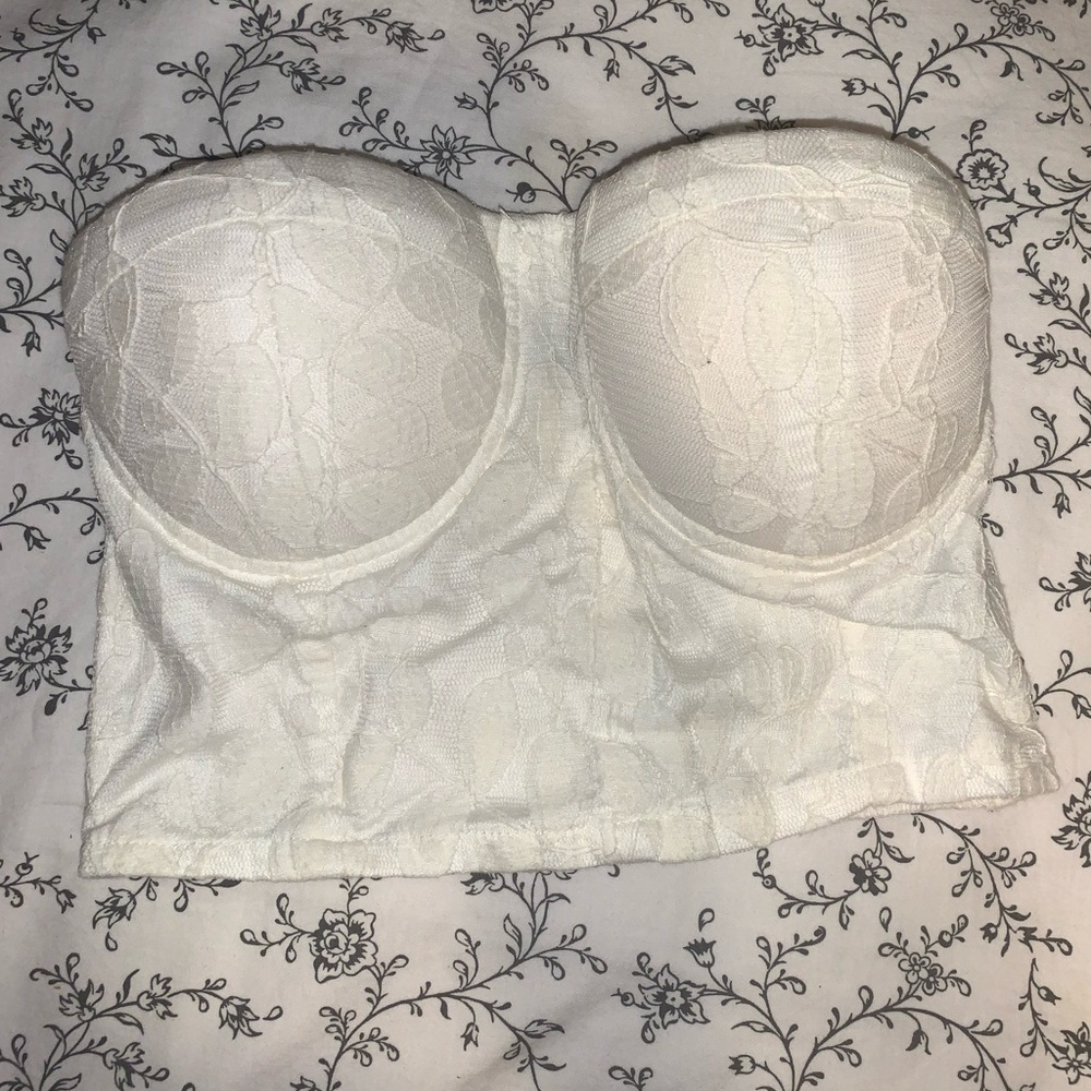 White Lacey bustier crop top